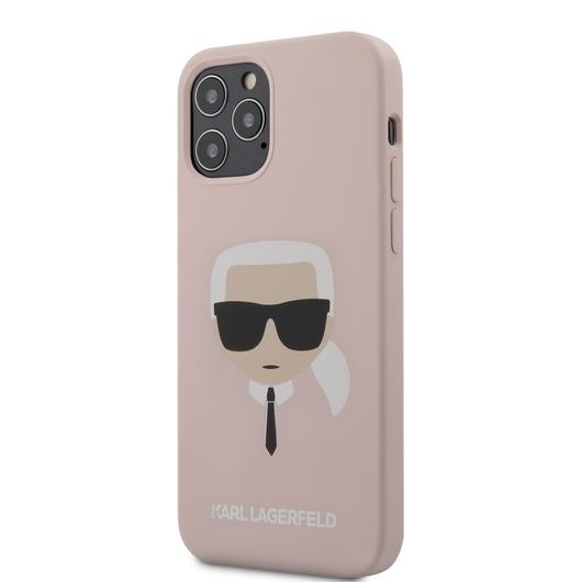 Apple iPhone 12 Pro Max KARL LAGERFELD KLHCP12LSLKHLP Liquid Silicon Hátlap - Púder Rózsaszín