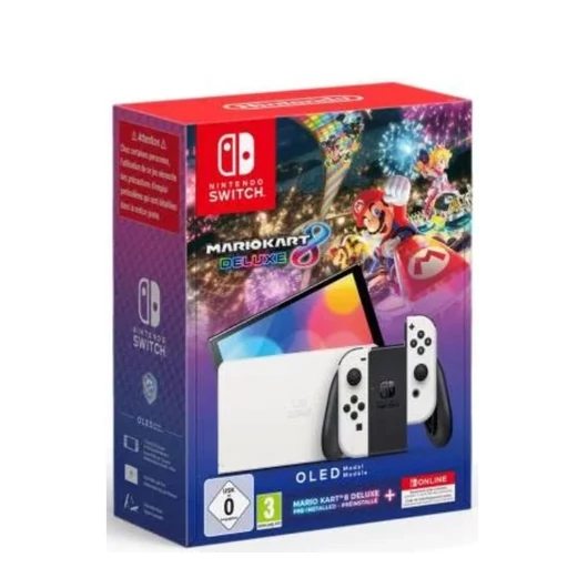 Nintendo Switch (OLED model) White + Mario Kart 8 Deluxe + 12M NSO Fehér