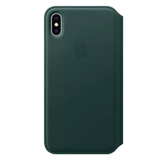 Apple iPhone XS Max  Bőr Könyvtok - Sötétzöld - MRX42ZM/A