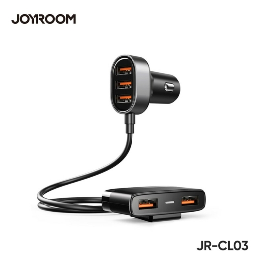 Joyroom JR-CL03 6.2A QC 2.0 5xUSB Autós Multi Töltőfej - Fekete - QC 2.0 Gyorstöltés
