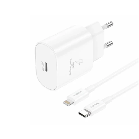 Foneng EU51 GaN hálózati töltő - Type C - PD 25W Type C - Lightning kábellel fehér