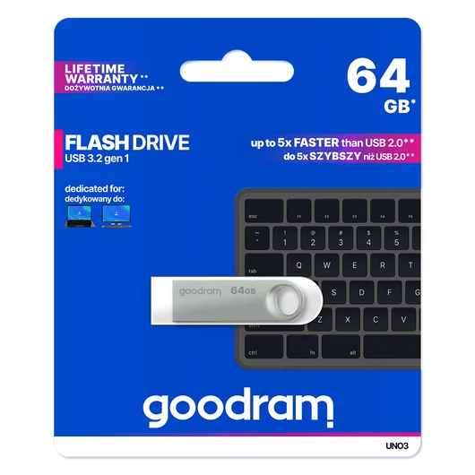 GOODRAM Pendrive UNO3 - 64GB USB 3.2 gen 1 3 Silver