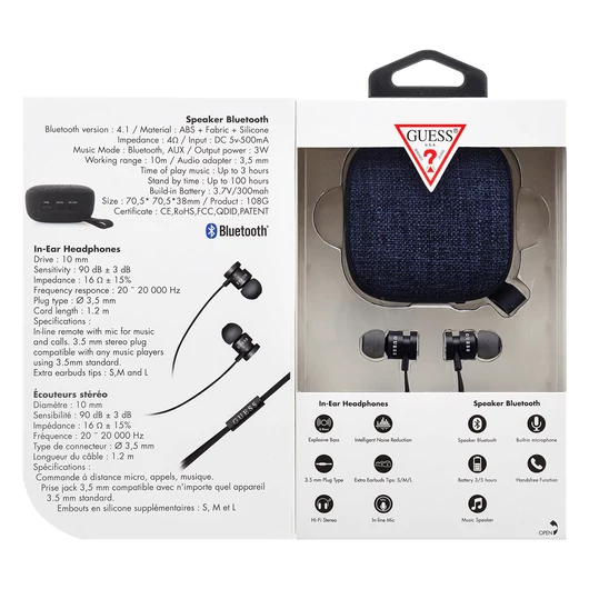 Guess Szett Black. Headset + BT Speaker (GUBPERSPBK)